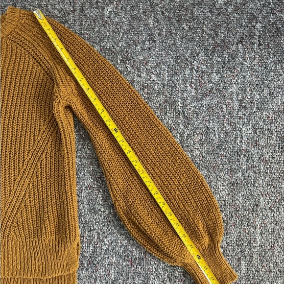 Madewell Golden Cable Knit Crew Neck Chunky Sweater Balloon Sleeves - Picture 4 of 8